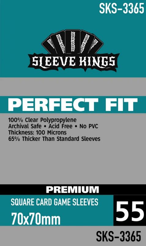 Sleeve Kings Perfect Fit Premium Square Card Sleeves (70x70mm) -55 Pack, 100 Microns, SKS-3365